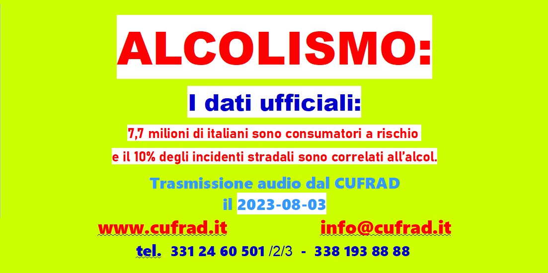 ALCOLISMO 7,7 milioni di italiani consumatori a rischio