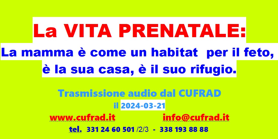 La VITA PRENATALE: la mamma è come un habitat per il feto, è la sua casa, è il suo rifugio.