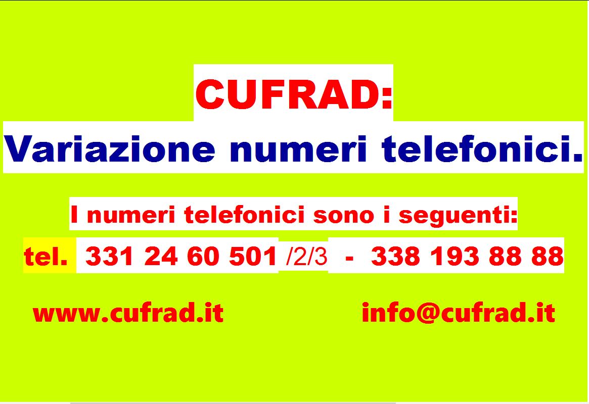 CUFRAD – variazione numeri telefonici.