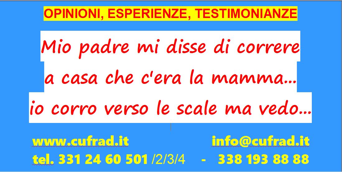 Mio padre mi disse di correre a casa che c'era la mamma... Io corro verso le scale ma vedo una figura che non era lei... non era più la mia mamma ...